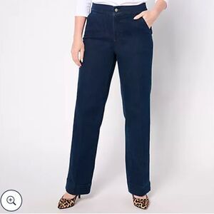 Denim & Co. Signature Regular Indigo Perfect Flex Trouser Jean 14 P NWT dark